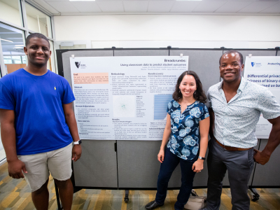 Summer Research Showcase: Breadcrumbs Project, with participating student and Professors Kristin Stephens-Martinez and Jeff Forbes